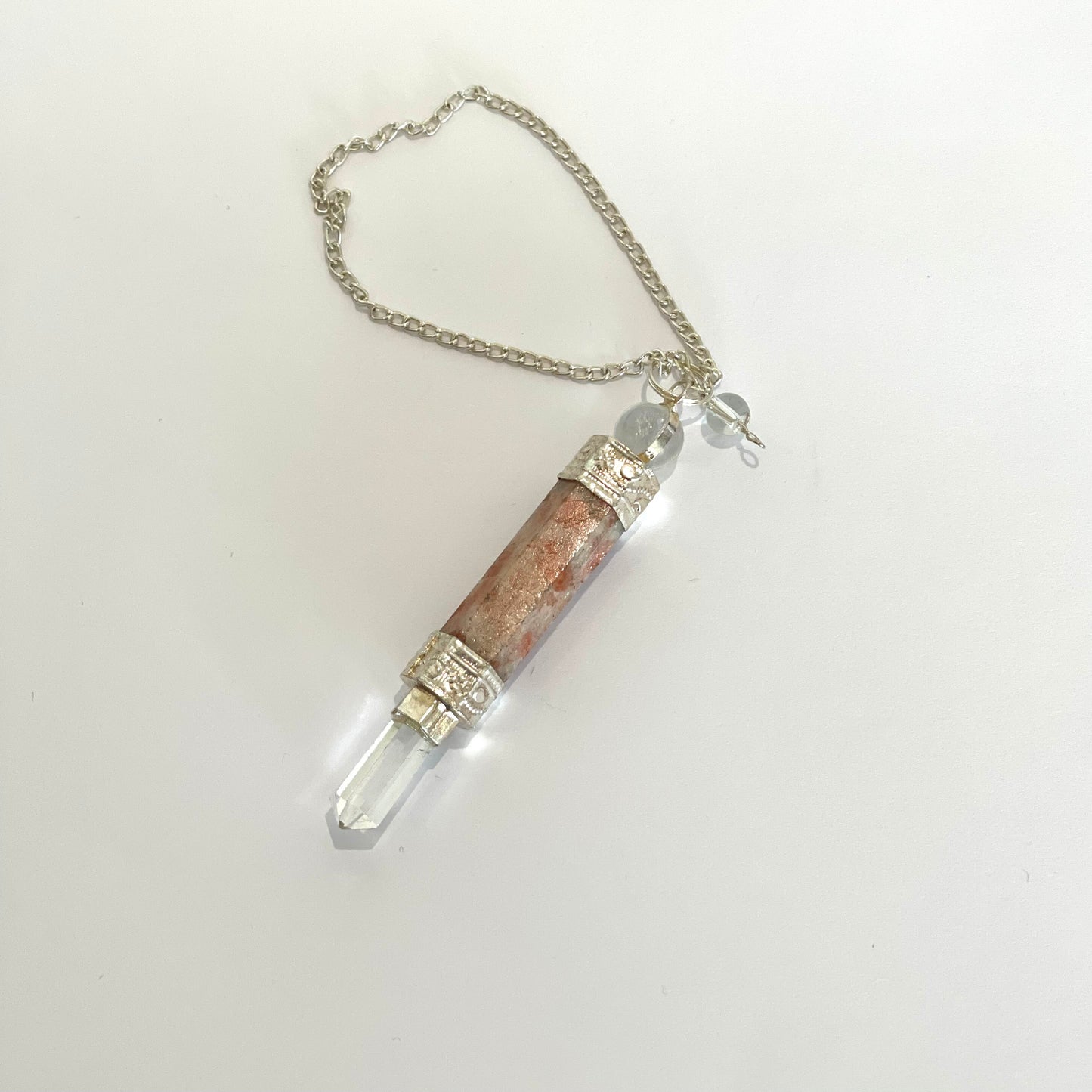 Sunstone w/ Clear Quartz Pendulum Wand