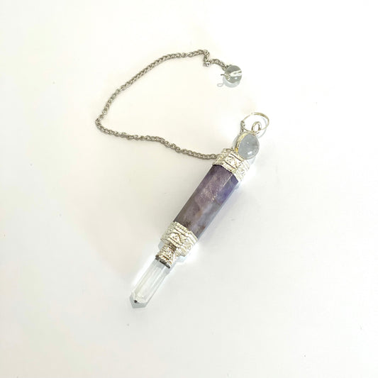 Amethyst w/ Clear Quartz Pendulum wand